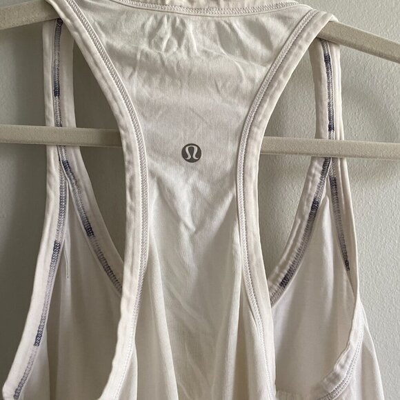 LULULEMON White Racerback High Back Scoop Neck Tank Top Size 4 - Picture 5 of 9